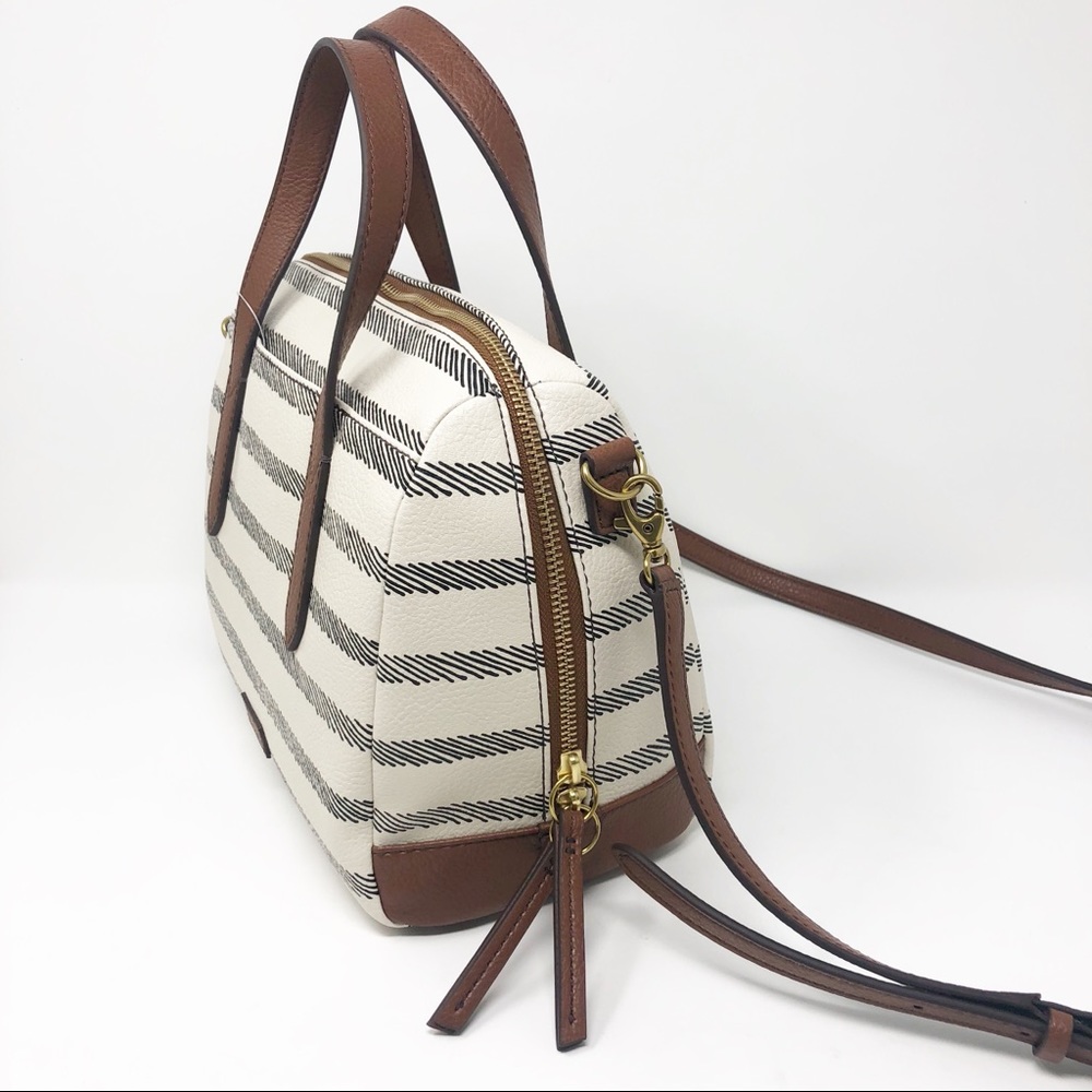 Fossil | Sydney Satchel Bag Neutral Stripe Print - Picture 4 of 8